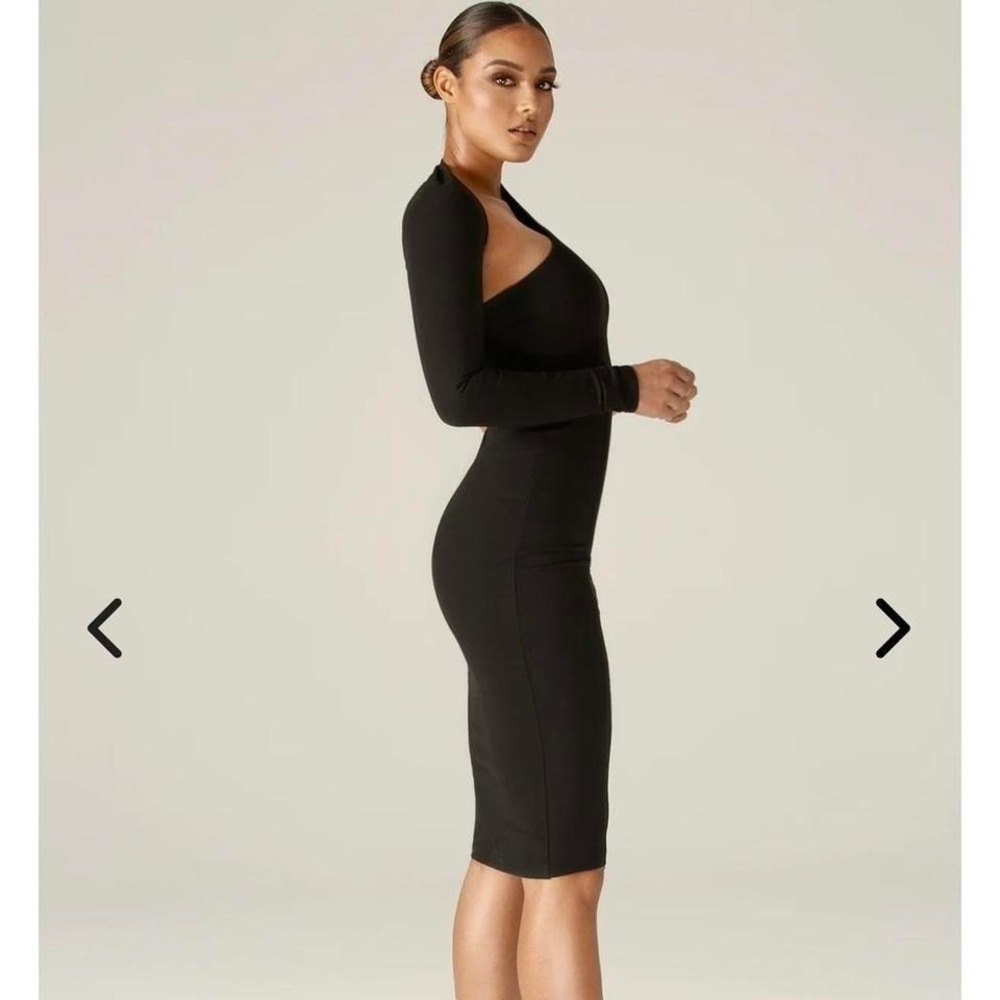 Alieva sexy midi dress DASHA dramatic‎ xl Black bodycon dress vegas cocktails LG